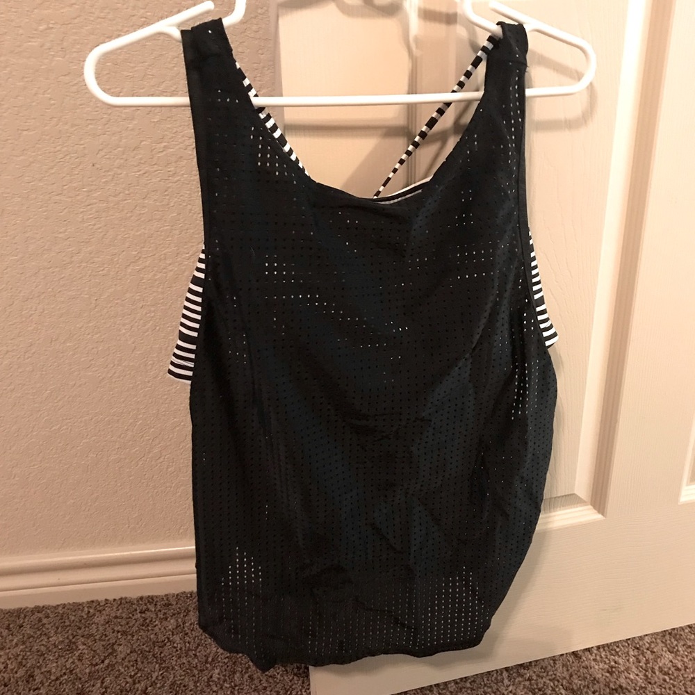 Nike Tankini swimsuit top black and white stripe